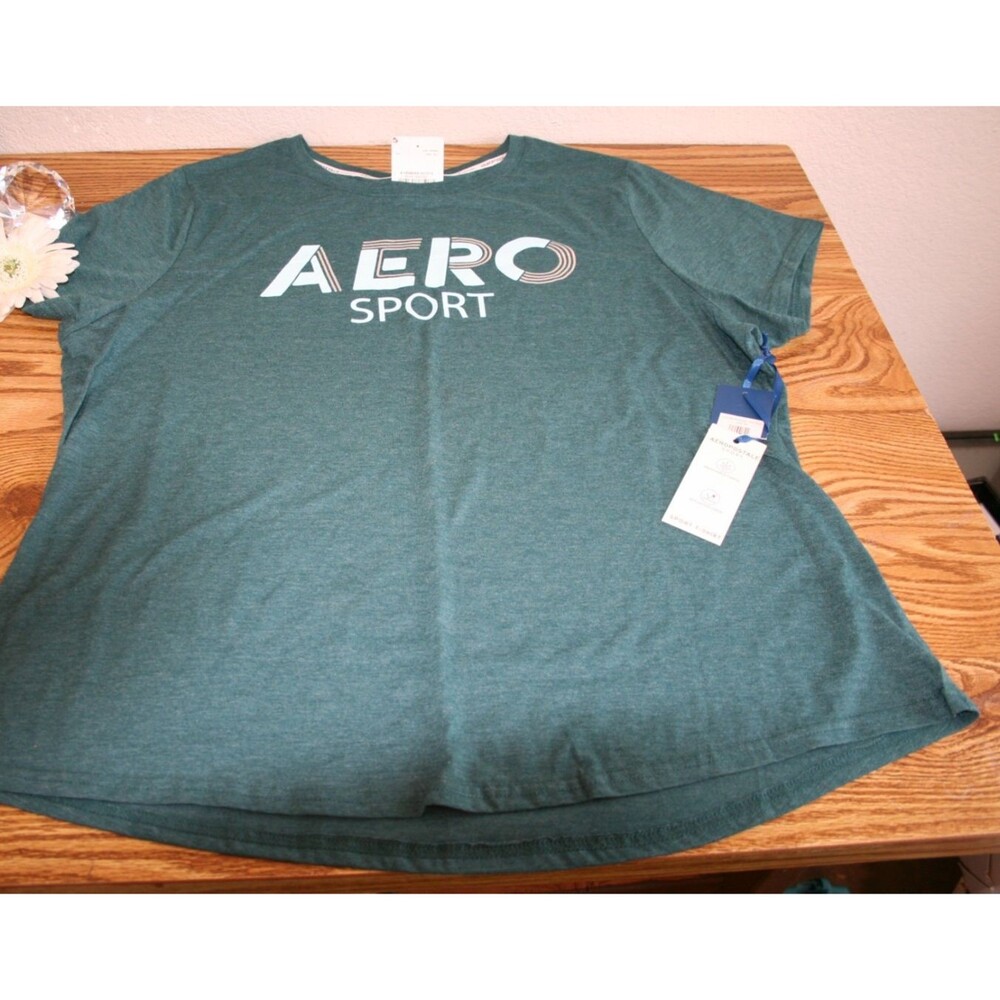 Aeropostale Sport Womens Green Ringer T Shirt Casual Short Sleeve Size 3x - Picture 2 of 4